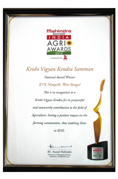 Krishi Vigyan Kendra Samman, National Award (Mahindra Sammriddhi India Agri Awards 2014)
